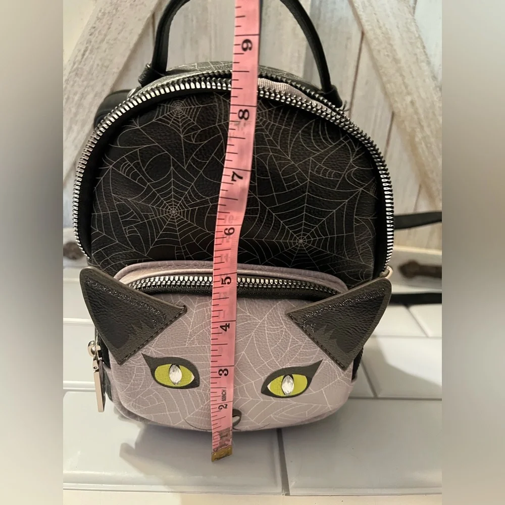 Betsey Johnson Black and Gray Cat spiderweb mini Backpack - Picture 7 of 9